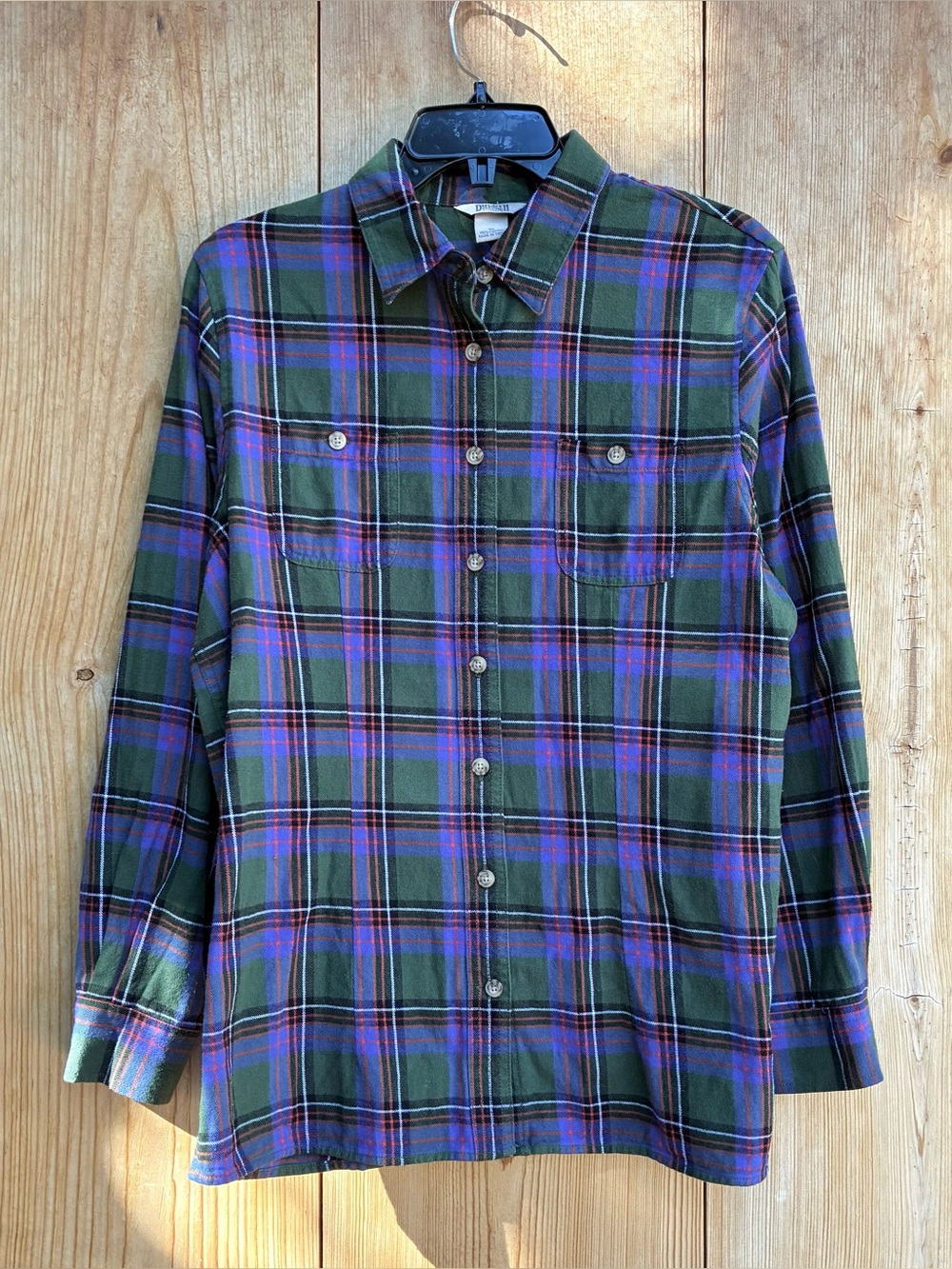 Duluth Trading Co Blue Green Red Flannel Plaid Shirt Sz Medium